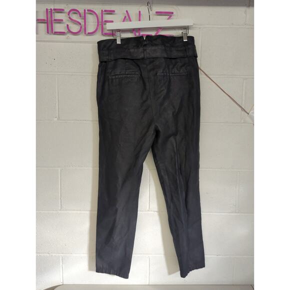 New AG Adriano Goldschmied Small Black Gerren Paperbag Tie Waist Split Hem Pants - Picture 3 of 5